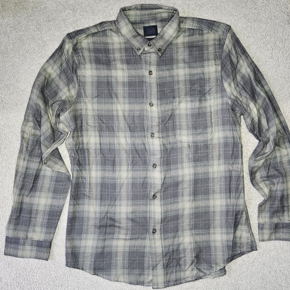 Men's Gray Plaid Shirt